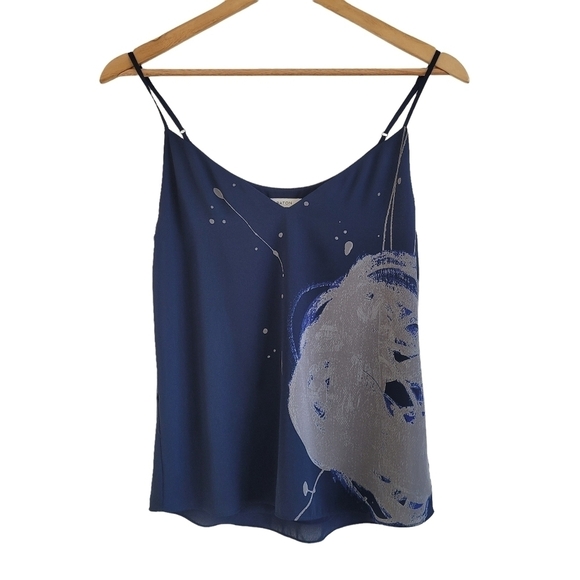 Aritzia Babaton Everly camisole navy blue abstract print XXS - Picture 3 of 12